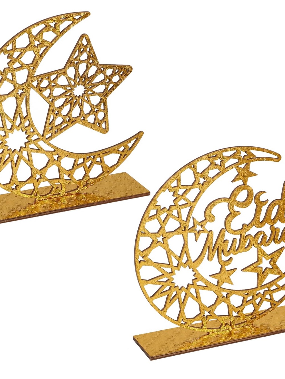 Gold Eid Crescent(Eid Mubarak) & Star Table Decor